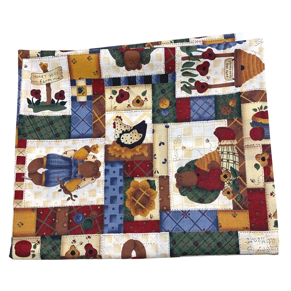 Vtg 90s Leslie Beck VIP Fabrics Cotton Honey Hills Farm Cheater Quilt Kitschy